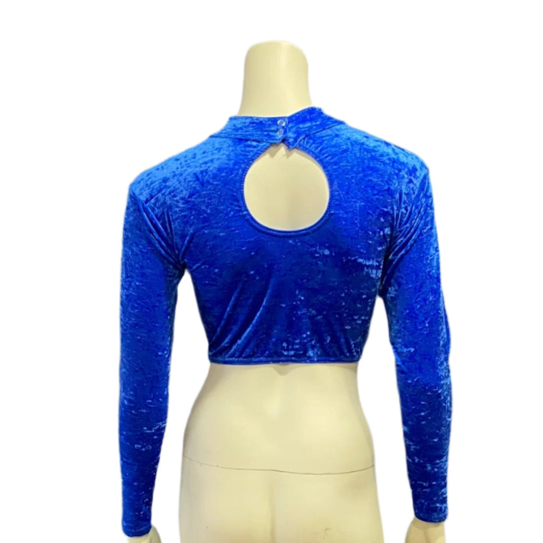 Jenetex Crushed Velour Long Sleeve Turtle Neck Crop Top