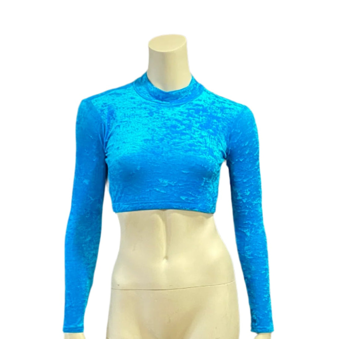 Jenetex Crushed Velour Long Sleeve Turtle Neck Crop Top