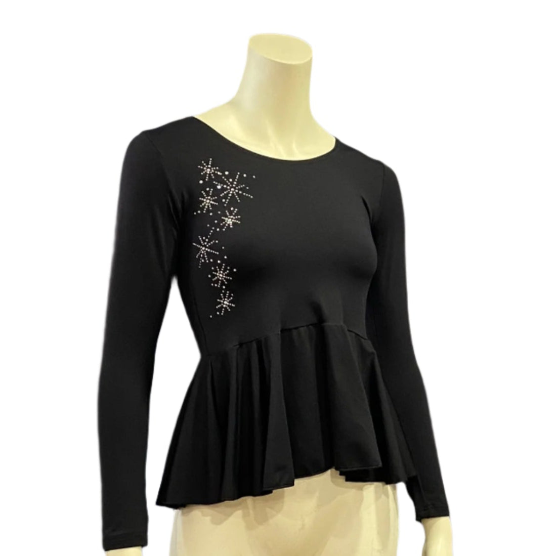Jenetex Black Peplum Top With Star Motif