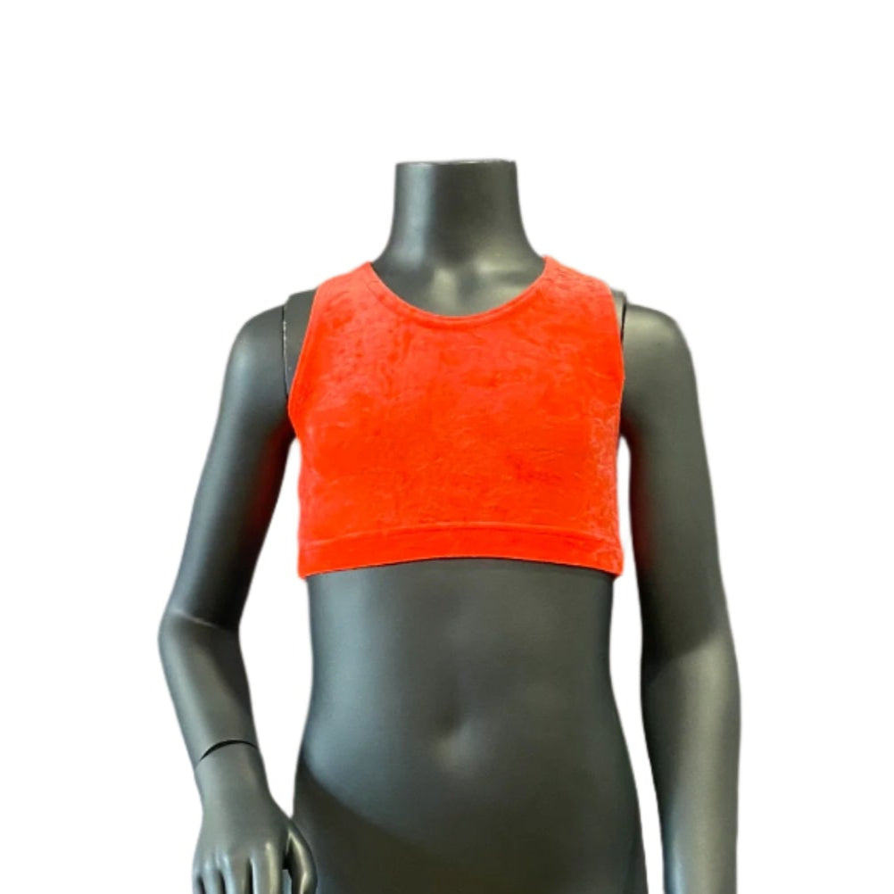 Jenetex Sleevless Smooth Velour Racer Back Crop Top
