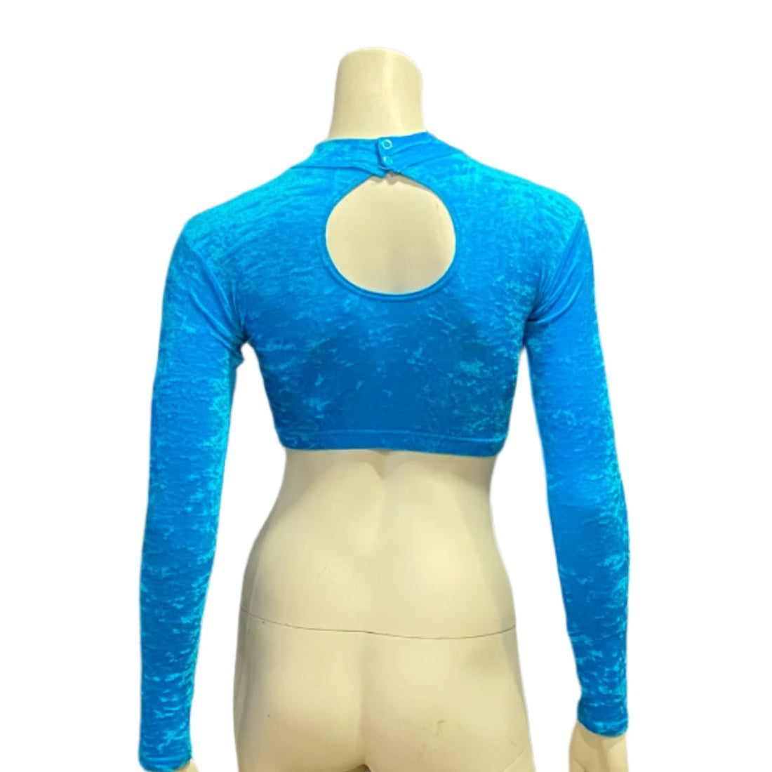 Jenetex Crushed Velour Long Sleeve Turtle Neck Crop Top
