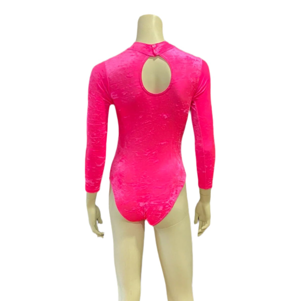 Jenetex Crushed Velvet Turtle Neck Long Sleeve Leotard