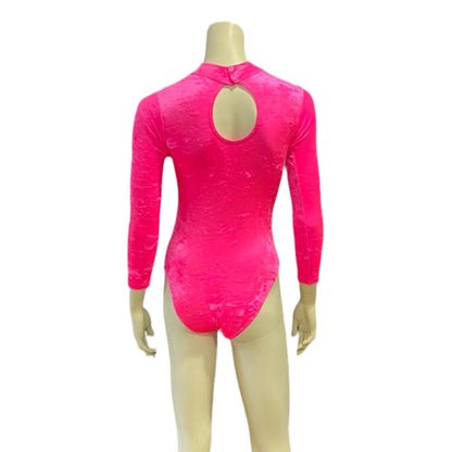 Jenetex Crushed Velvet Turtle Neck Long Sleeve Leotard