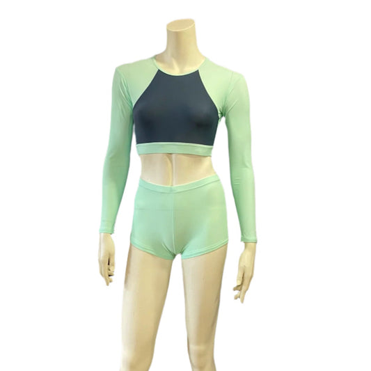 Jenetex Long Sleeve Crop Top & Shorts Set