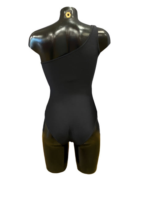 Jenetex One Shoulder Black and Glitz Leotard